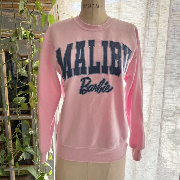 Barbie Tops - Pink Malibu Barbie Sweatshirt Blue Denim Logo Women’s Size S Oversized